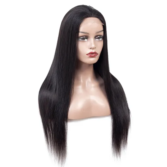 Popular New Arrival Brazilian Virgin Hair Natural Black Straight 4*4 Lace Closure Wig Human Hair Closure Lace Wigs For Black Wom