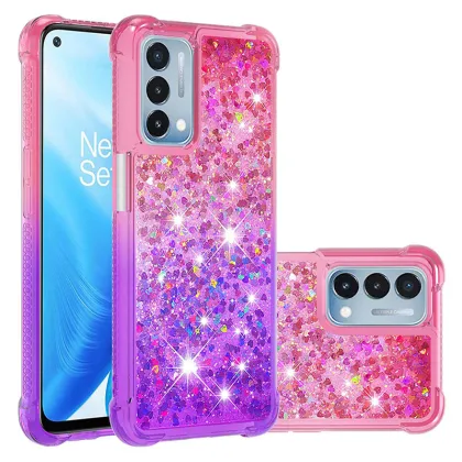 Four Corners Anti-Fall Liquid Glitter Quicksand Phone Case for OnePlus Nord N200 5G/N300 5G