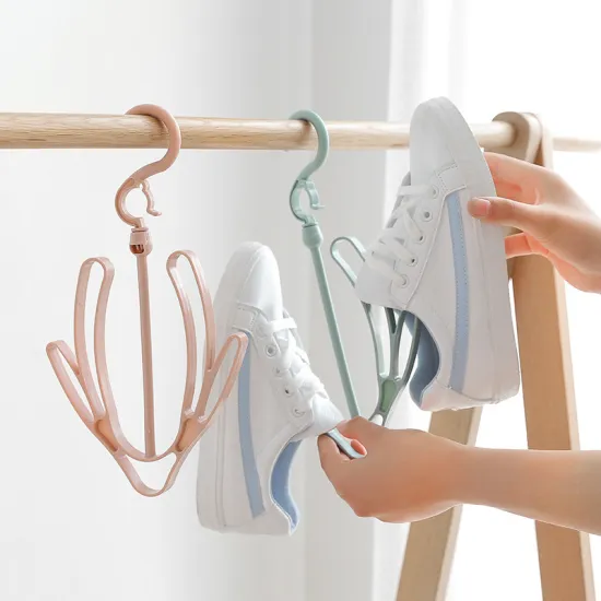2 Hooks Shoes Drying Rack Shoes Hanging Storage Shelf Drying Rack Shoe Rack Stand Hanger JJJJT268