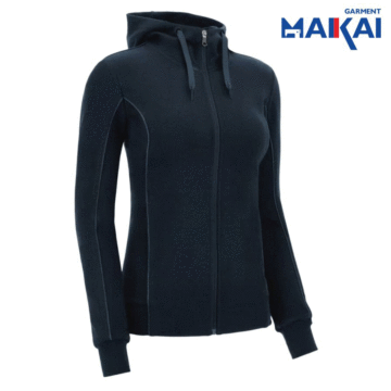 Jaket Berkerudung Zip Berjajar Bulu untuk Wanita