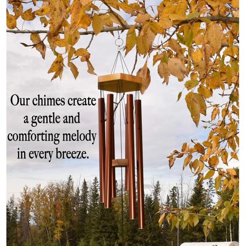 Bamboo and Copper Red Aluminum Chime Soothing Melodic Tones Wind Chimes Supplier