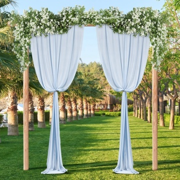 Sky Blue Silky Smooth Soft Backdrop Curtain Set for Party Wedding Stage Decoration