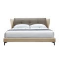 Couro moderno simples casa de madeira de tamanho completo cama quadro king size cama quarto conjunto de móveis mais recentes designs de cama de casal