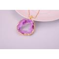 Pendentif en cristal de quartz de dorure couleur rose naturelle