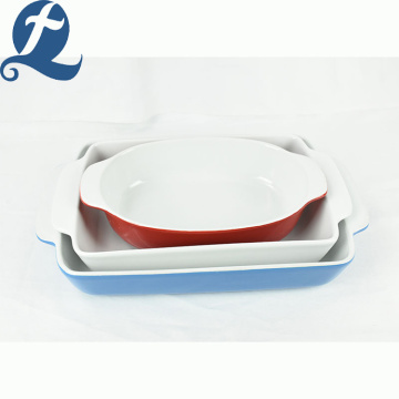 Cooking Ceramic Cake Tray Baking Plate With Handles