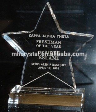 Optical crystal star award with black base MH-J598