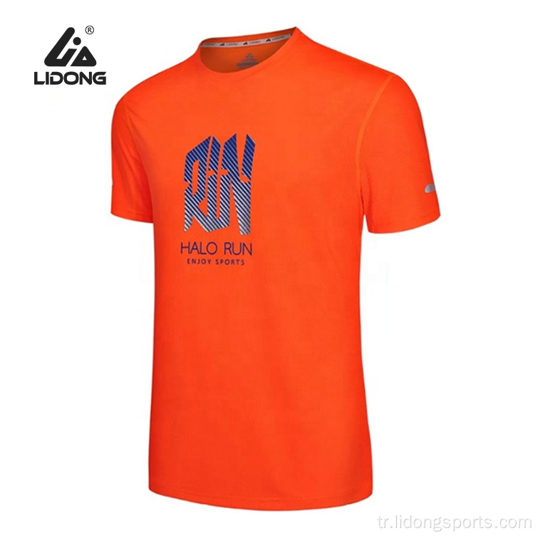 Toptan Özel Baskı Yuvarlak Boyun Sporları Çalışan T-Shirt