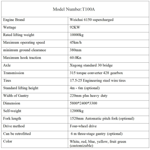 10 тонн внедорожного вилочного погрузчика для открытых работ