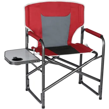 Portable Folding Metal Camping Chair with Side Table and Bag for Outdoors