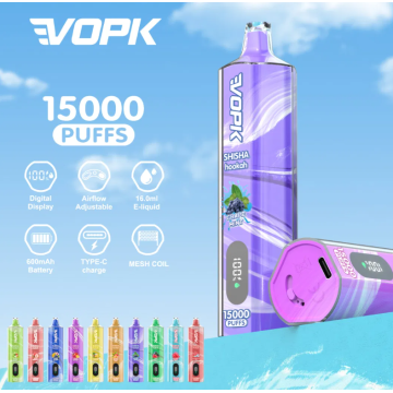 Vopk shisha nargile 15000 puflar toptan tek kullanımlık vape pod dijital displa y satılık