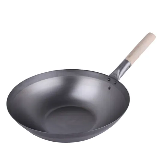 Restaurant Cooking 14 inch Wok Carbon Steel Wok flat Bottom Wok