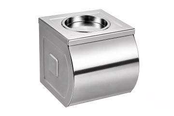 Wall‑Mount SUS304 Toilet Paper Holder with Ashtray Public Restroom