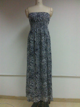 Shirred Strapless Woven Maxi Dress