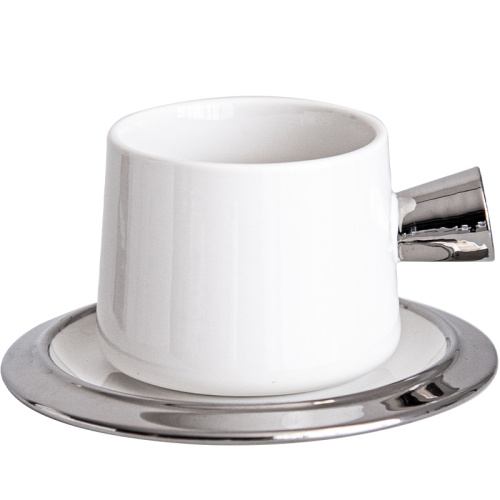 Light Luxury Breakfast Coffee Mug Porcelain Home Office Afternoon Tea Cup Silver Ceramic Tea Mug
