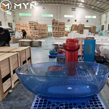 High Quality New Develop Clear Resin Freestanding Soaking Transparent Bathtub