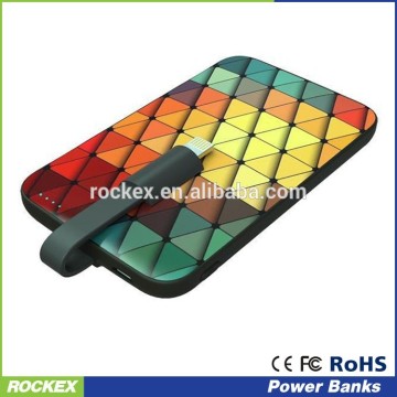New arrival card slim pocket power bank 5000mAh with USB cable