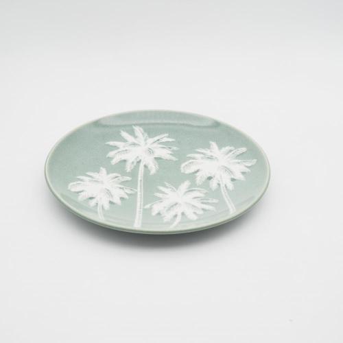 Conjunto de tabela de tabela cerâmica de porcelana de estilo de impressão verde de bloco verde conjunto