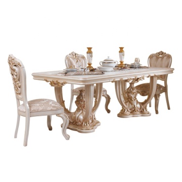 Table à manger en bois massif à main personnalisable de style européen luxueux.