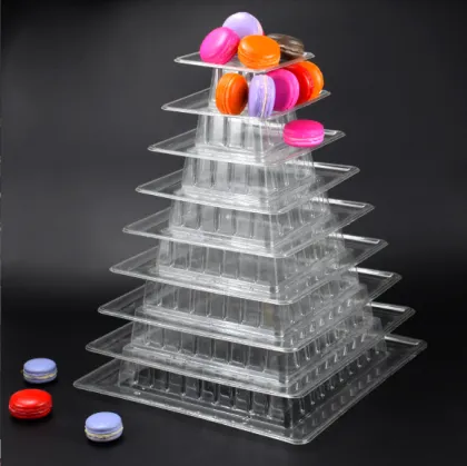 Hot Sale OEM Bakery Storage Box Plastic Cake Macaron Display Stand