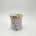 Gold decorative metal lid marble glass scented candle jar