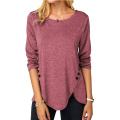 Womens Casual Long Sleeve Tunic Shirts Round Neck