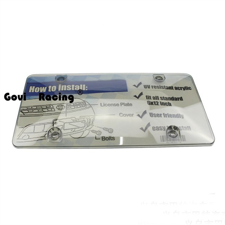 Smoked Clear License Plate Cover Frame Shield Tinted Bubb...4