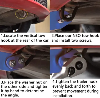JDM Aluminum Anodized CNC Machined Tow Hook Trailer Rear Towing Hook