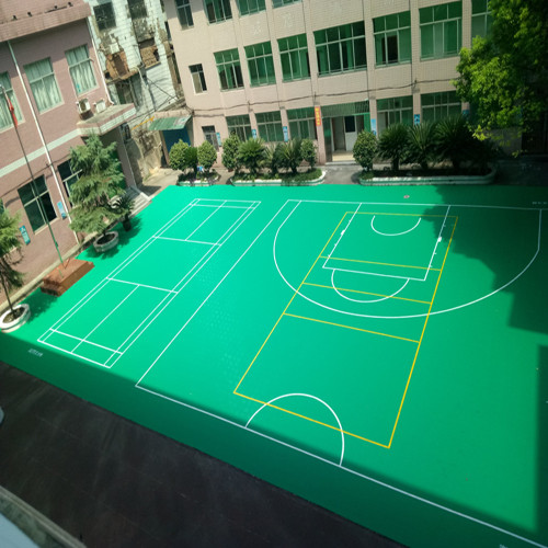 Backyard multi-sport game court floor