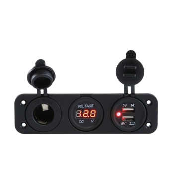 WELFNOBL 12/24V Dual Port USB Charger with Blue LED Display
