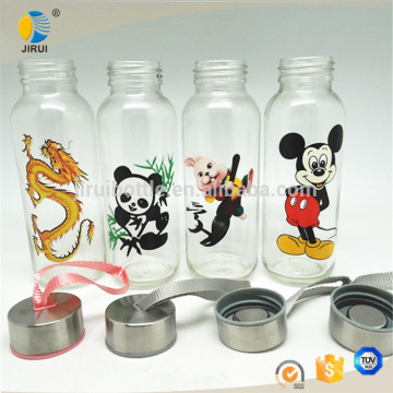 300ml glass drinking water bottles with 3D printing sports glass bottles
