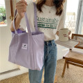 Eco Friendly Purple Pure Su tble Overize Canvas Cotton Tote Shopping Bag for Daily Life