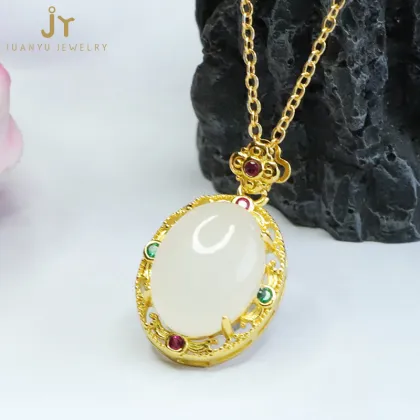 Wholesale High Quality Hetian Jade and Stainless Steel Pendants for Fengshui Decor