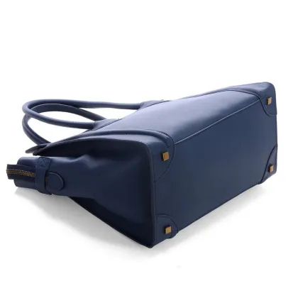 Dark Blue Original Leather Soft Suede Leather Lining Celine Luggage With Gold Hardware
