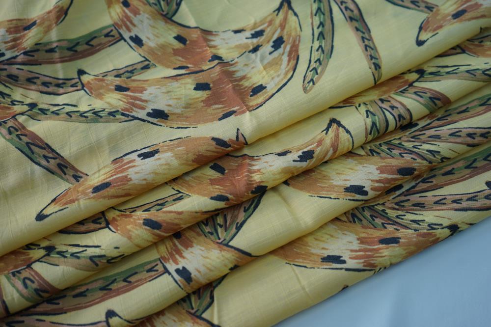Polyester Rayon Slub Print Fabric