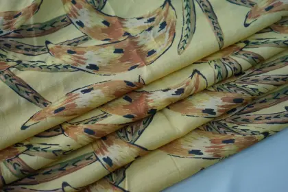 Rayon Polyester Slub Tencel Like Print Fabric