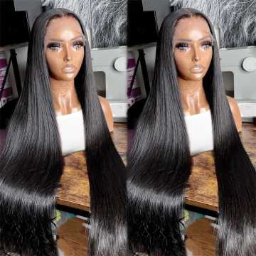 GS Glueless Full Lace Front Wig: Raw Indian Vietnamese Straight Deep Wave Long 13x6 Wig
