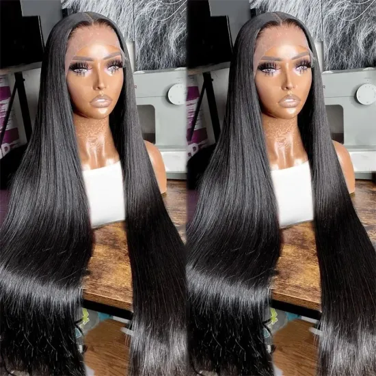 GS Glueless Full Lace Front Wig: Raw Indian Vietnamese Straight Deep Wave Long 13x6 Wig