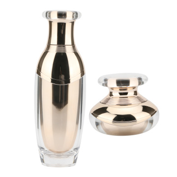 Acrylic rose gold pump cosmetic bottle and jar