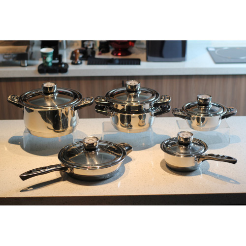 11 pieces stainless steel cooking pot set cookware