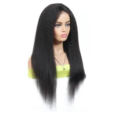 Raw Indian Virgin Cuticle Aligned Full Lace Wig Yaki Human Hair 100% Unprocessed Top Brazilian Kinky Straight Hair Full Lace Wig