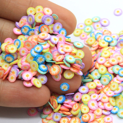 5mm μίνι στρογγυλό πολύχρωμο όμορφο Daisy Flower Nail Art Polymer Clay Stiker Kawaii Design for Craft DIY Slime αξεσουάρ