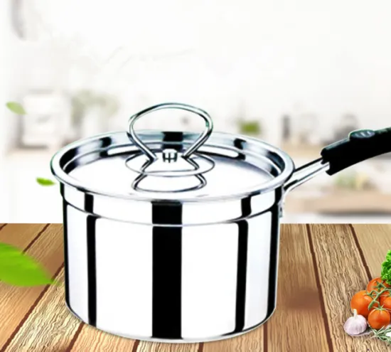 Double Bottom Stainless Steel Right Angle Milk Pot