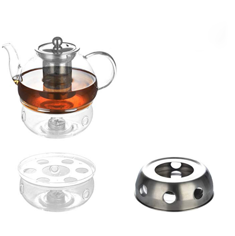 Bule de chá grande de vidro borosilicato de luxo personalizado resistente ao calor