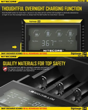 Great Quality Nitecore D4 Charging 4 Batteries
