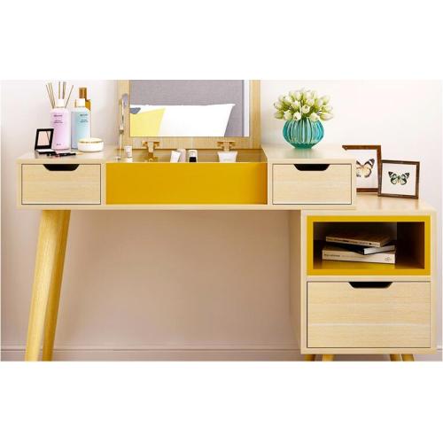 Wooden Dressing Table with Drawers Yellow Makeup Dresser Wardrobe Dressing Table Designs Supplier