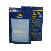 Resealable plastic packaging bag with zipper and window