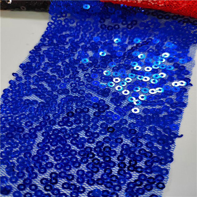 Tulle Luxury 3mm Sequins Bridal Dress Lace Mesh Fabric Custom Blue Sequin Fabric For Wedding Dress3