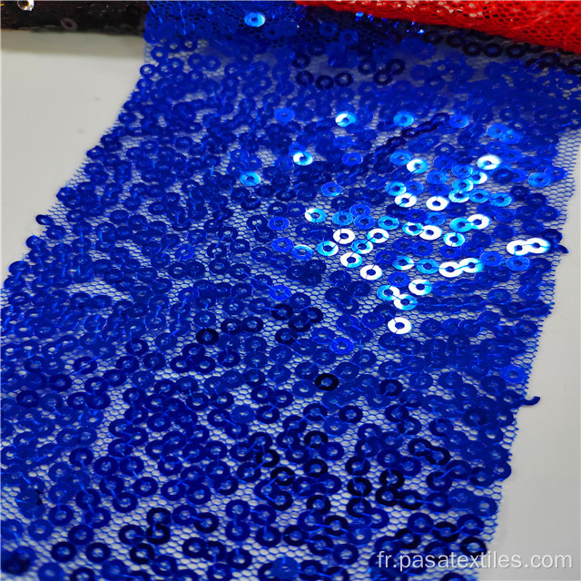 tulle luxe 3 mm paillettes robe nuptiale en dentelle tissu en maille personnalisée tissu de paillettes bleues pour robe de mariée