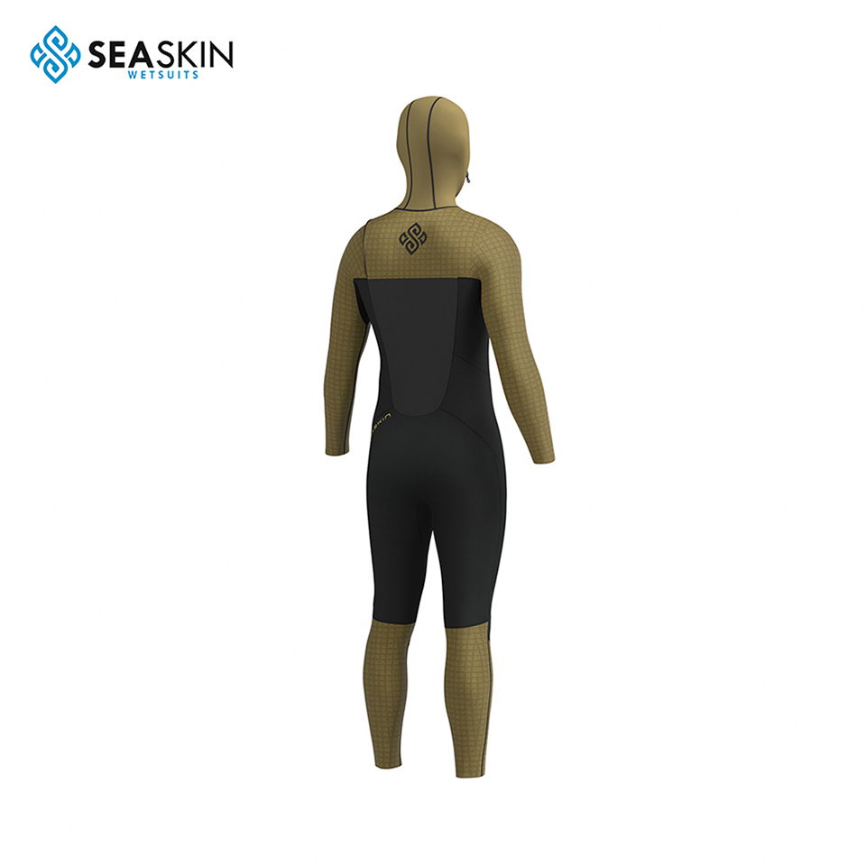 Seaskin Men 5/4mm Wetsuit dengan Hood untuk Melayari