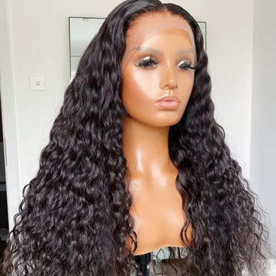 Bleached Knots Natural Hairline 4X4 Deep Wave Frontal Closure Wig Human Hair Brazilian Wigs With Closure
